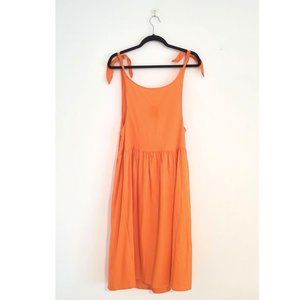 Urban Outfiitters Linen Orange Babydoll Dress with Shoulder Ties